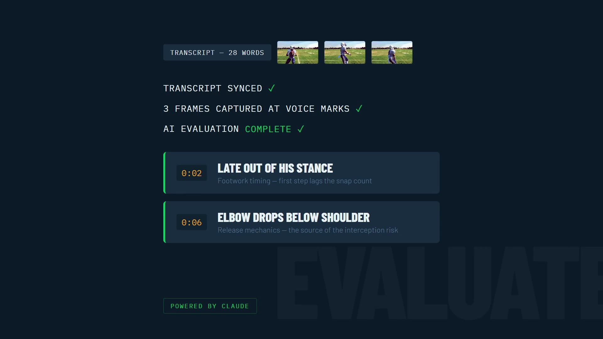 AI evaluation of the captured moments